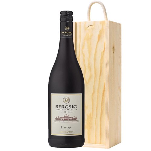 Bergsig Estate Pinotage 75cl Red Wine in Wooden Sliding lid Gift Box